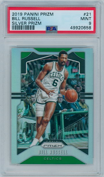 Bill Russell 2019 Panini Prizm #21 Silver Prizm PSA 9 Mint