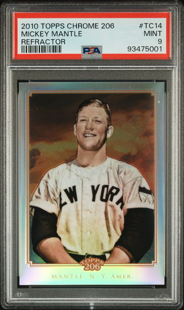 2010 TOPPS MICKEY MANTLE CHROME 206 REFRACTOR #TC14 PSA 9  BS.B3.16