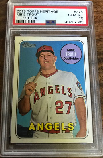 2018 TOPPS HERITAGE MIKE TROUT FLIP STOCK PSA 10 GEM MINT POP 1