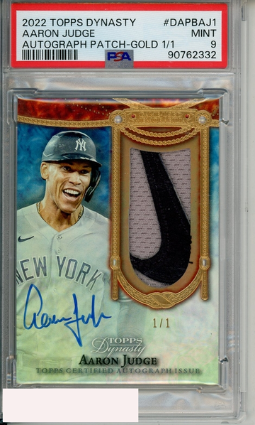 2022 TOPPS DYNASTY AUTO PATCH AARON JUDGE #DAPBAJ1 GOLD 1 OF 1 PSA 9