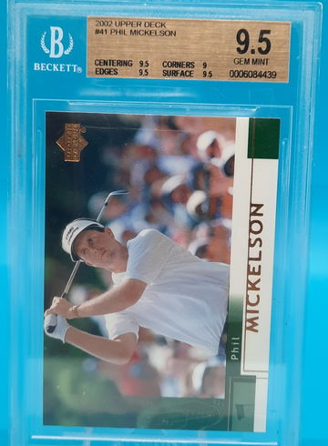 2002 upper deck #41 Phil Mickelson BGS 9.5 Gem Mint Green Rookie