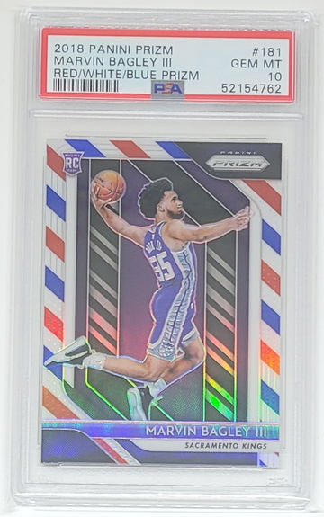 2018 Prizm Marvin Bagley RWB SP RC #181 PSA 10 GEM MINT