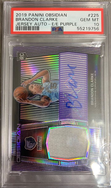 2019 Brandon clarke obsidian electric etch purple Jersey Auto #225 Psa 10 Pop 1 Rc 24/75