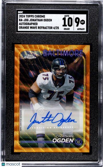 2024 Topps Chrome Jonathan Ogden #BA-JOG Autograph Orange Wave Refractor SGC 9 Auto 10