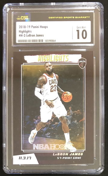 2018-19 Panini Hoops Highlights #H-3 LeBron James Graded CSG Gem Mint 10