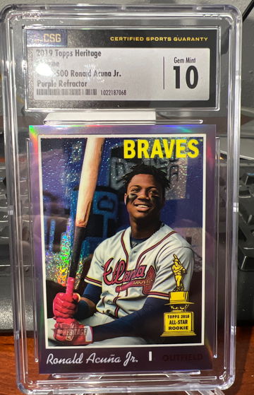 2019 Topps Heritage chrome thx-500 purple refractor Ronald Acuna
