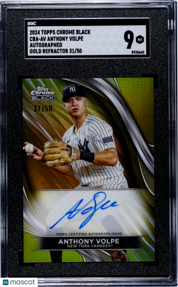 2024 Topps Chrome Black Anthony Volpe #CBA-AV Autograph Gold Refractor SGC 9