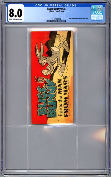 BUGS BUNNY #C4 CGC 8.0 *FIGHTS THE MAN FROM MARS* QUAKER CEREAL MINI PROMO 1949