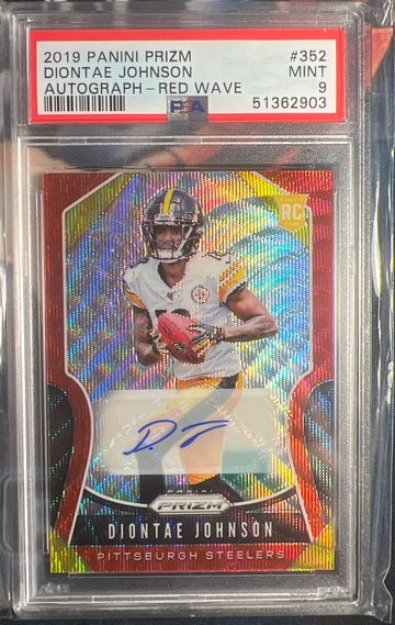 2019 Panini Prizm Diontae Johnson Rookie Auto #352 PSA 9 Steelers Red Wave /149