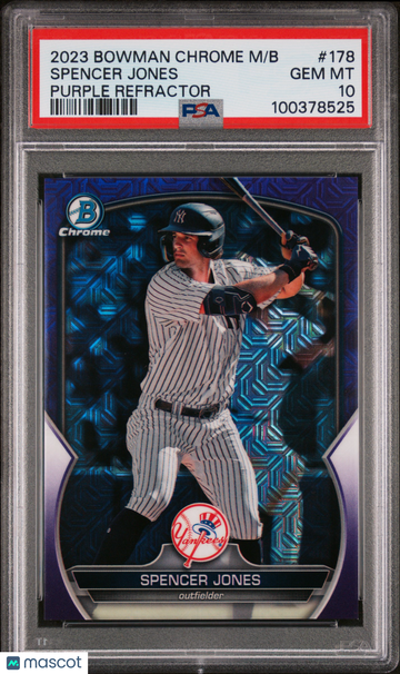 2023 Bowman Mega Box Chrome Spencer Jones #178 Purple Refractor PSA 10