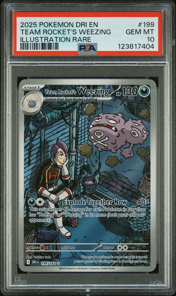 2025 Pokemon Scarlet and Violet Destined Rivals Illustration Rare Team Rocket's Weezing #199 PSA 10