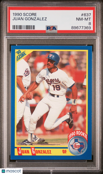 1990 Score Juan Gonzalez #637 PSA 8