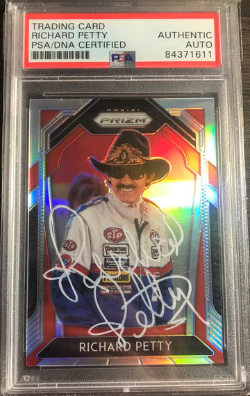 richard petty signed autograph 2020 nascar racing prizm silver king psa dna trading card