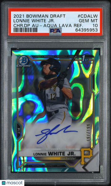 2021 Bowman Draft Lonnie White JR. Aqua Lava Auto /199 #CDALW PSA 10