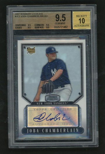 2007 Bowman Sterling BS-JC Joba Chamberlain Rookie Revelation Rookie BGS 9.5 Gem Mint New York Yankees Auto