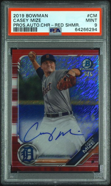 2019 BOWMAN Casey Mize AUTO RED SHIMMER PSA 9