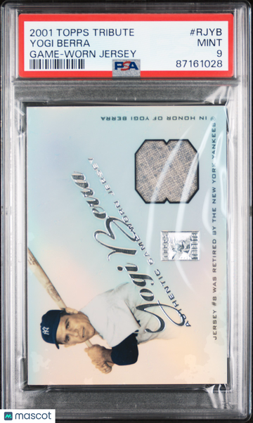 Yogi Berra 2001 Topps Tribute Game-Worn Jersey #RJYB Yankees LOW POP - PSA 9