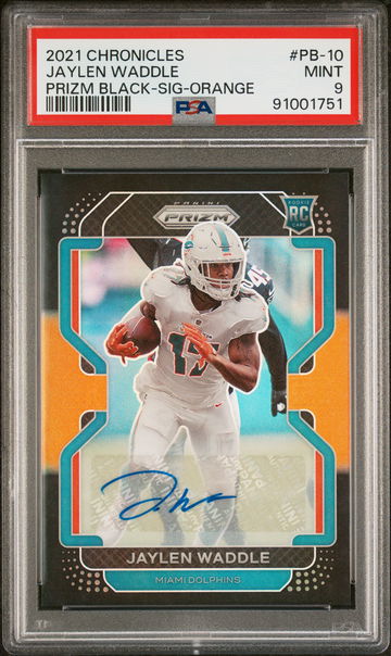 2021 Panini Chronicles Prizm Signature Orange Jaylen Waddle Rookie RC /75 PSA 9