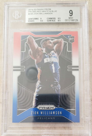 Zion Williamson RC 2019 Prizm #248 Red White Blue BGS 9