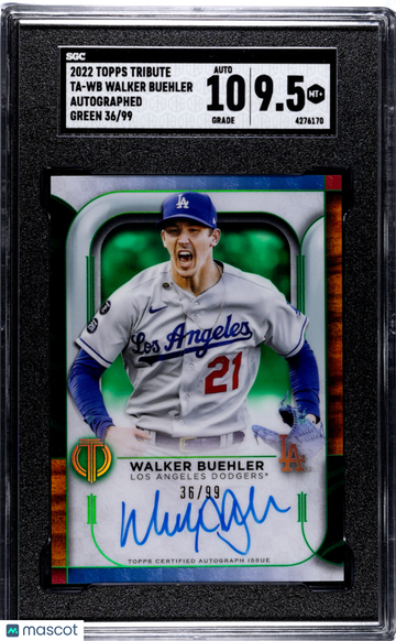 2022 Topps Tribute Walker Buehler #TA-WB Autograph Green SGC 9.5 Auto 10