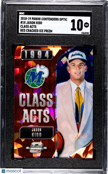 2018 Panini Contenders Optic Jason Kidd #18 Class Acts Red Cracked Ice Prizm SGC 10