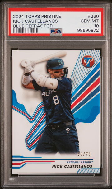 2024 Topps Pristine Blue Refractor Nick Castellanos #260 /75 PSA 10