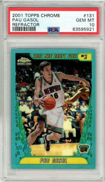 2001 Paul Gasol Topps Chrome Refractor PSA 10 Rookie RC