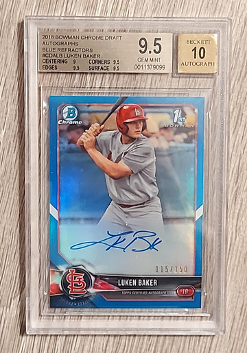 Luken Baker Blue Refractor Auto BGS 9.5