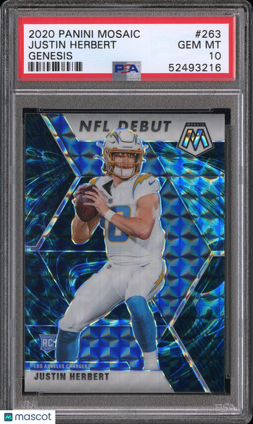 2020 Panini Mosaic Justin Herbert #263 Genesis PSA 10
