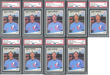 (9) 1989 Fleer Randy Johnson Marlboro Ad on Scoreboard PSA 9's