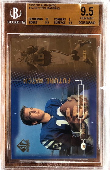 1998 SP Authentic #14 Peyton Manning Rookie Card BGS 9.5 GEM MINT *SHIPS FROM CANADA* **CRACKED SLAB NEAR BGS GRADE**