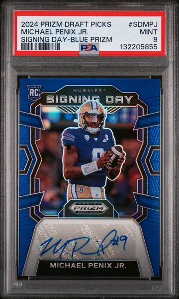 2024 Panini Prizm Draft Picks Signing Day Blue Michael Penix Jr. #SD-MPJ /149 PSA 9