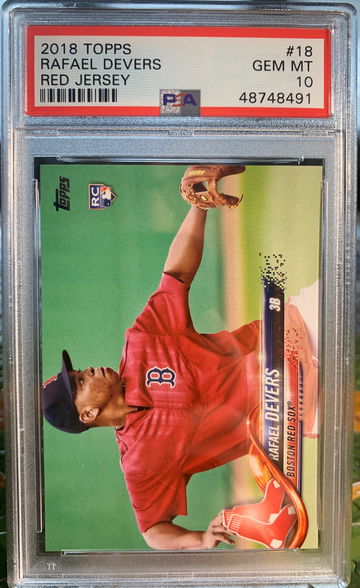 Rafael Devers 2018 Topps Red Jersey SP RC Rookie PSA 10