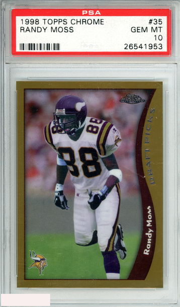 1998 TOPPS CHROME RANDY MOSS #35 MINNESOTA VIKINGS ROOKIE RC PSA 10 GEM MT