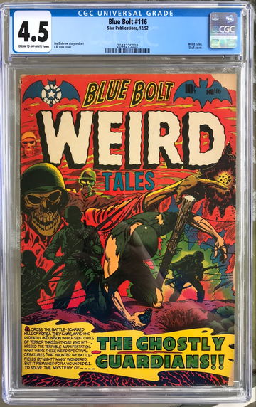 Blue Bolt #116 (1952) CGC 4.5 -- L.B. Cole skull cover; Jay Disbrow Weird Tales