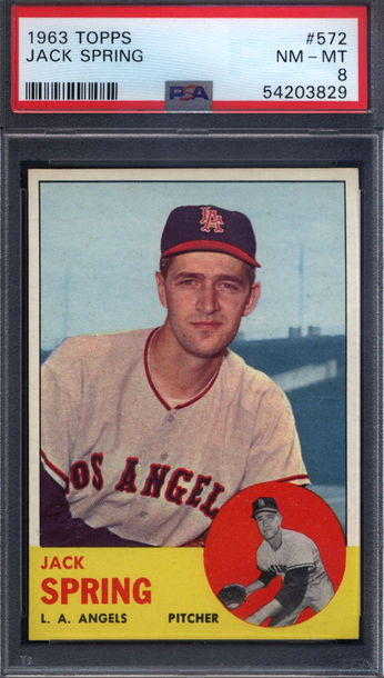 1963 Topps #572 Jack Spring Angels PSA 8