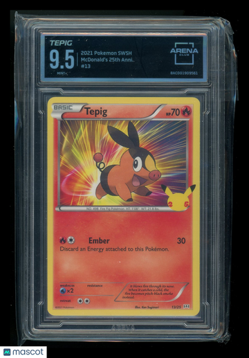 2021 Pokemon SWSH McDonald's 25th Anniversary Tepig Arena Club 9.5 #13/25