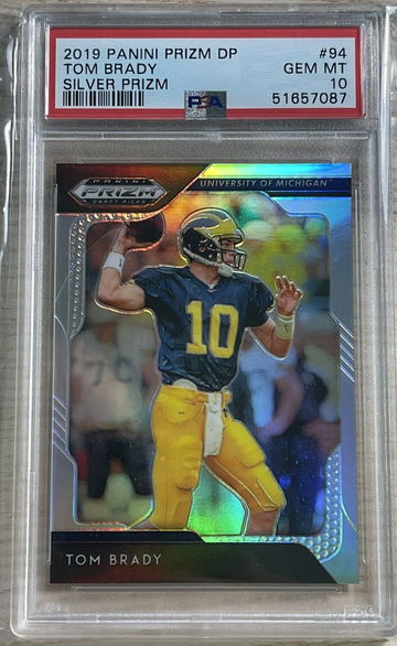 Tom Brady 2019 Panini Prizm Draft Picks #94 Wolverines Silver Prizm PSA 10