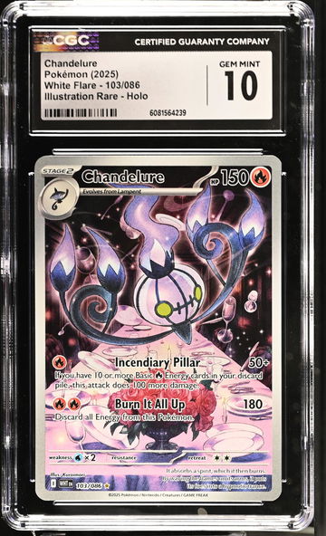 2025 Pokémon White Flare Illustration Rare Chandelure #103/086 Holo CGC 10