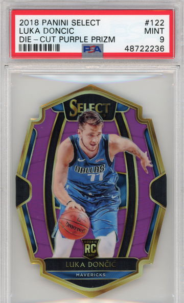Luka Doncic RC 2018 Panini Select Die Cut Purple Prizm /99 PSA 9 #122