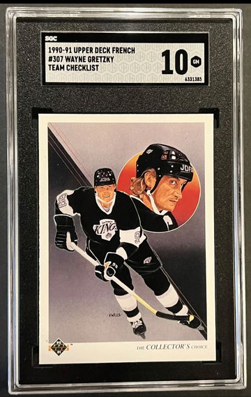 1990-91 Upper Deck Kings Wayne Gretzky #307 SP French Checklist SGC 10 GEM MINT