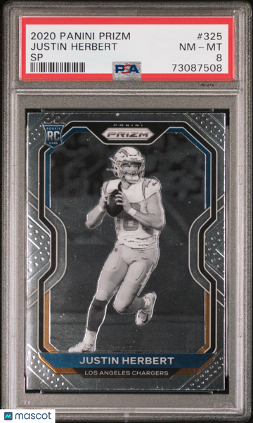 2020 Panini Prizm Justin Herbert #325 SP PSA 8