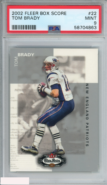 2002 FLEER BOX SCORE TOM BRADY #22 NEW ENGLAND PATRIOTS PSA 9 MINT