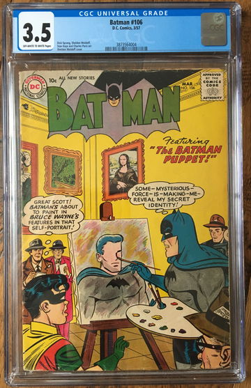 Batman #106 (1957) CGC 3.5 -- O/w to white pages; Moldoff identity reveal cover