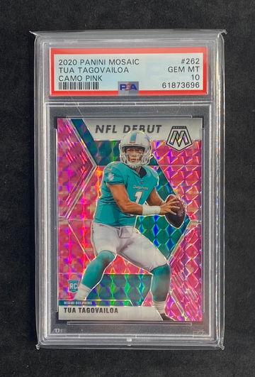 2020 Panini Mosaic 262 Tua Tagovailoa Camo Pink PSA 10