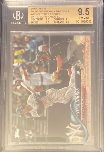 2018 Topps Gleyber Torres Base Set Photo Variation Bat In Both Hands