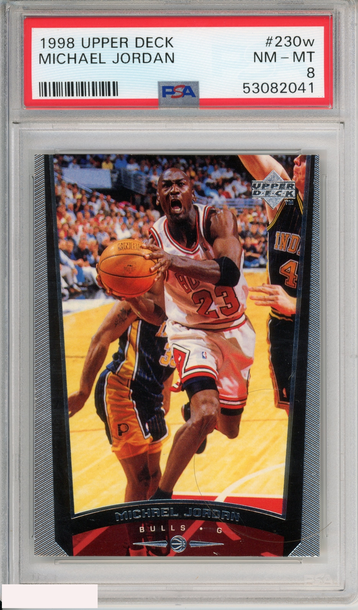 1998 UPPER DECK JORDAN (A-W) MICHAEL JORDAN #230W CHICAGO BULLS HOF PSA 8 NM-MT