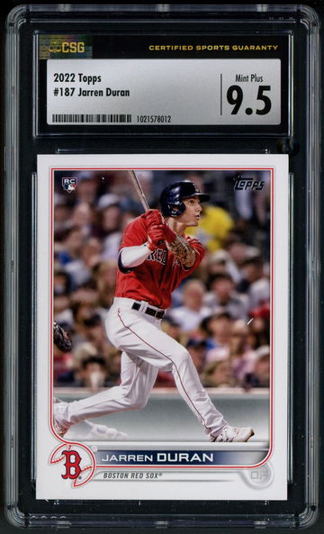 2022 Topps Series 1 Jarren Duran RC #187 CSG 9.5 Mint+ Boston Red Sox