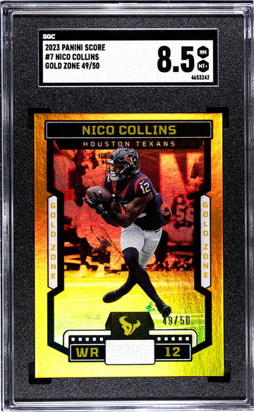 2023 Panini Score #7 Nico Collins Gold Zone /50 SGC 8.5