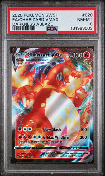 2020 Pokemon Sword and Shield Darkness Ablaze Charizard Vmax #20 PSA 8